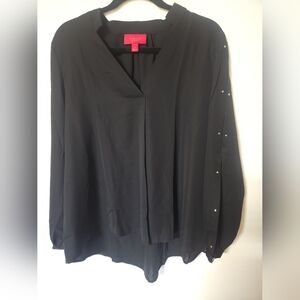 Jennifer Lopez Black Blouse with Studded Sleeves